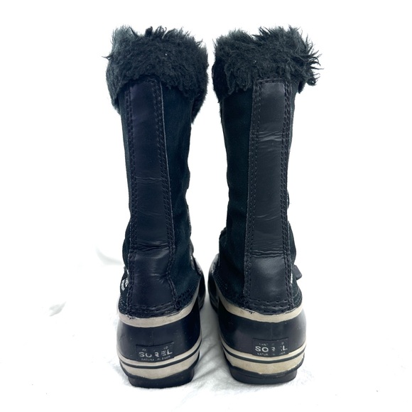 Sorel Joan Of Arc Youth Girl Size 6 Black Suede Snow Boot Wool Lining NY1966013 - Picture 3 of 8